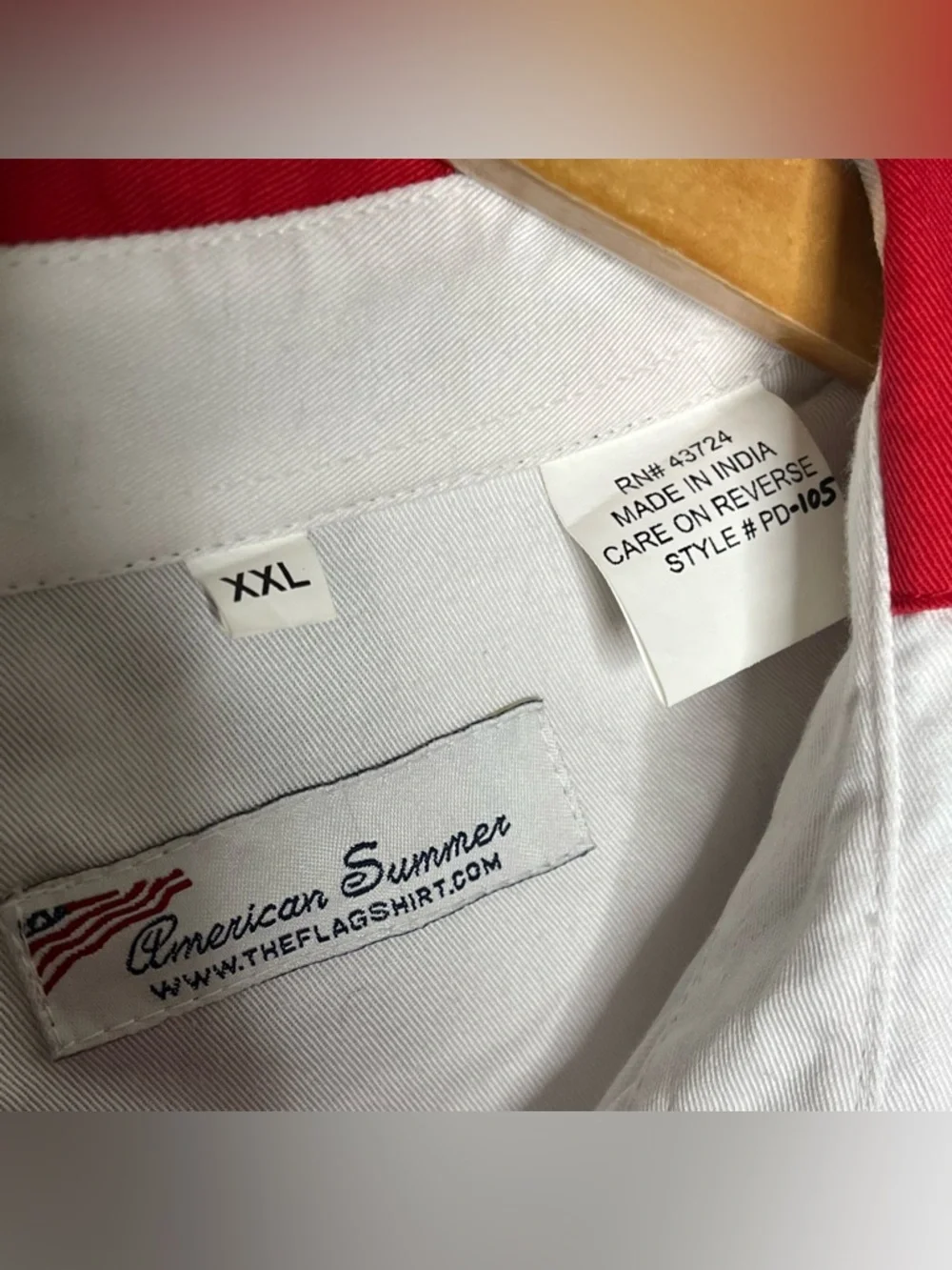 American Summer USA Flag Button Shirt XXL Patriotic Stars Stripes Red White Blue - Picture 2 of 8